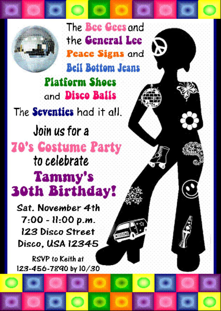 70 s Party Invitations Templates Business Template Ideas