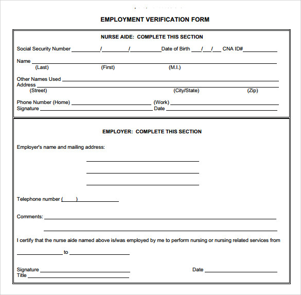 9 Employment Verification Form Download For Free Sample Templates