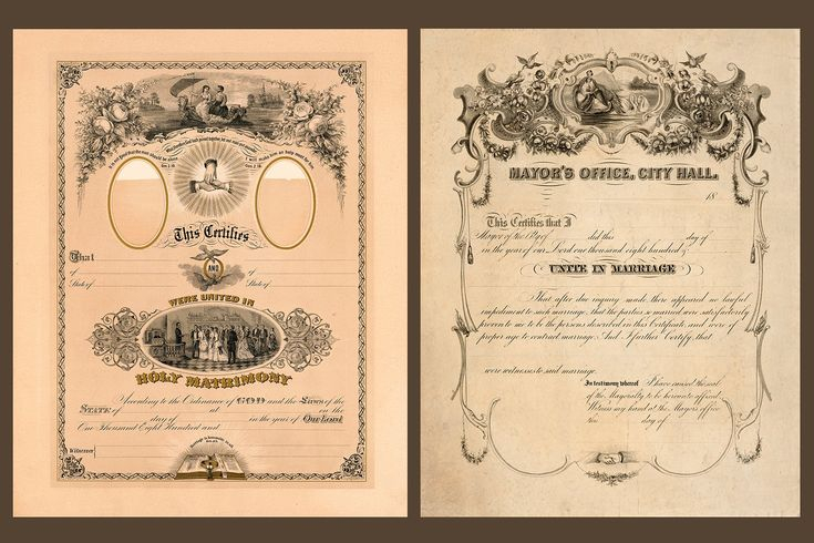 Antique Marriage Certificates Blank Marriage Certificate Wedding 