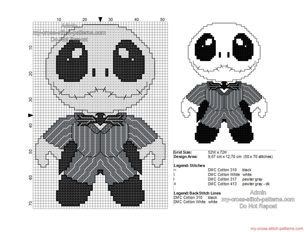 Baby Jack Skellington Free Halloween Cross Stitch Pattern 50x70 Free 