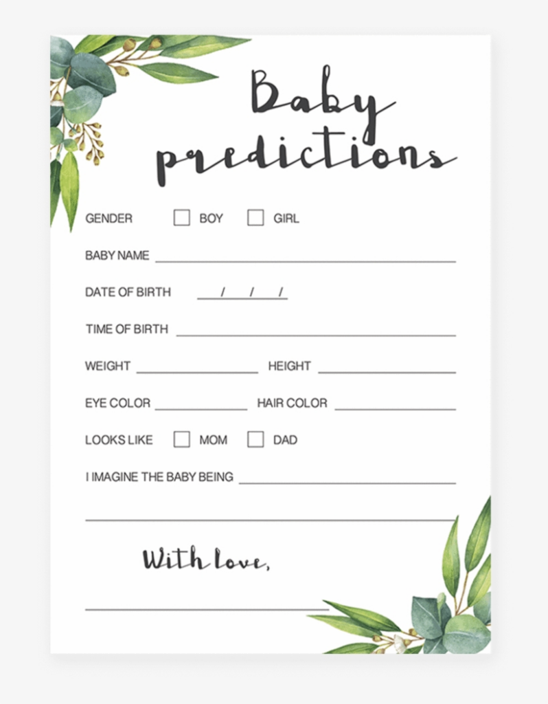 Baby Prediction And Advice Cards Free Printable Free Printable