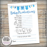 Baby Predictions Card Baby Shower Predictions Game Guess The Baby