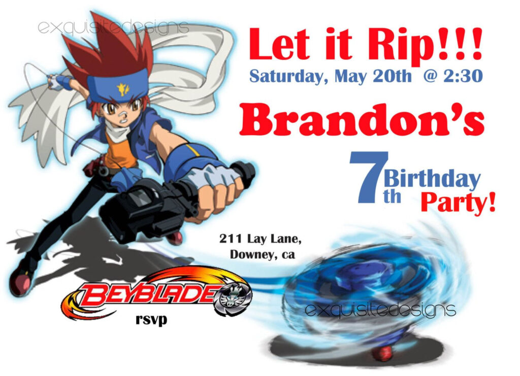 Beyblade Birthday Invitation Beyblade Birthday Beyblade Birthday 