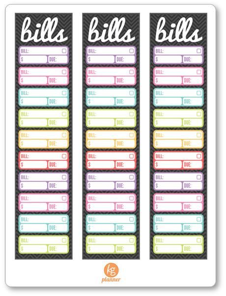 Bill Tracker Monthly Sidebar 3 Planner Stickers Planner Penny 