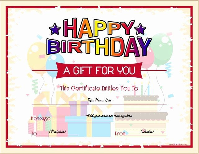 Birthday Gift Certificate Template Luxury Birthday Gift Certificate 