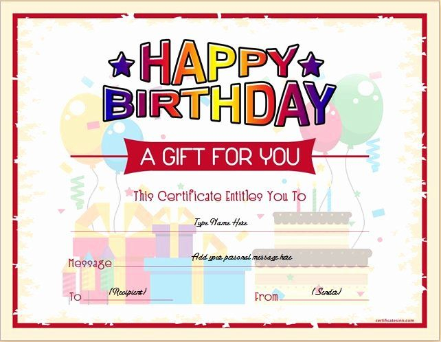 Birthday Gift Certificate Template Luxury Birthday Gift Certificate