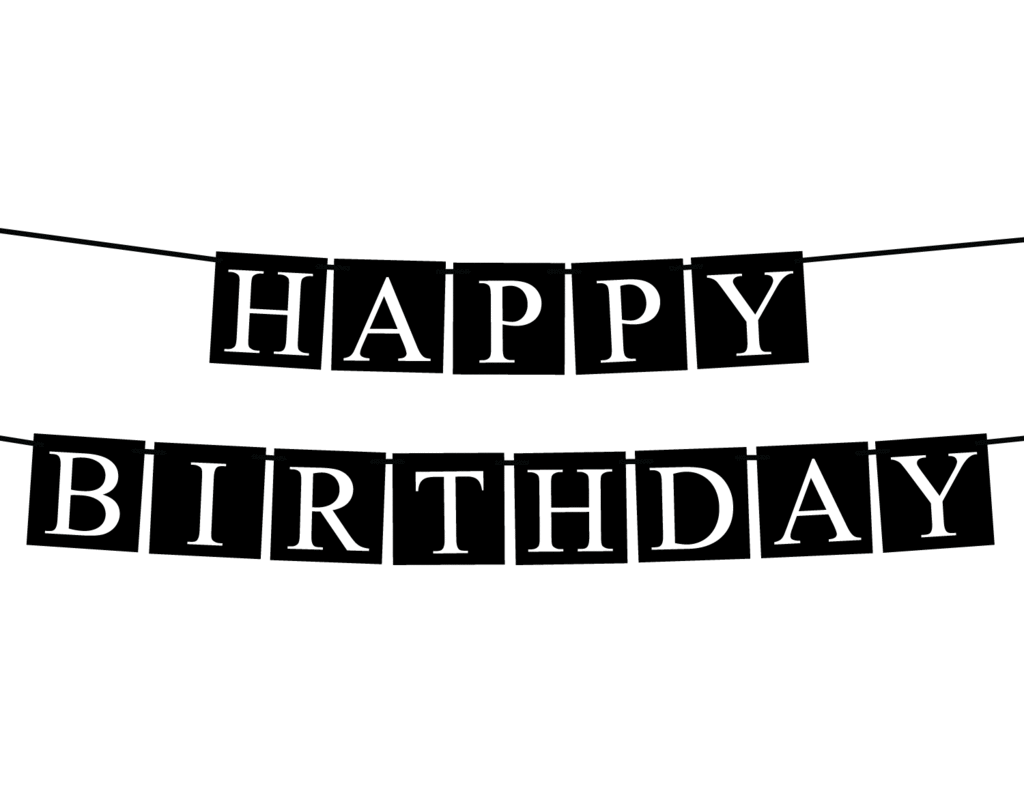 Black And White Happy Birthday Banner Printable