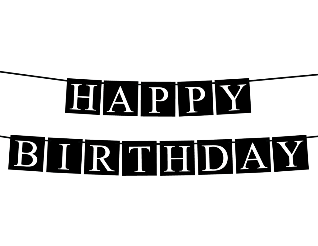 Black And White Happy Birthday Banner Happy Birthday Black Happy 