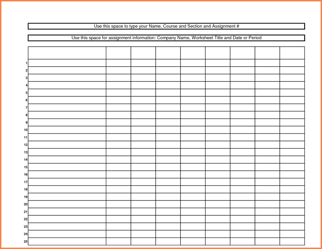 Blank Printable Spreadsheet Room Surf