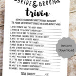 Bride And Groom Trivia Bridal Shower Game Printable Instant Etsy