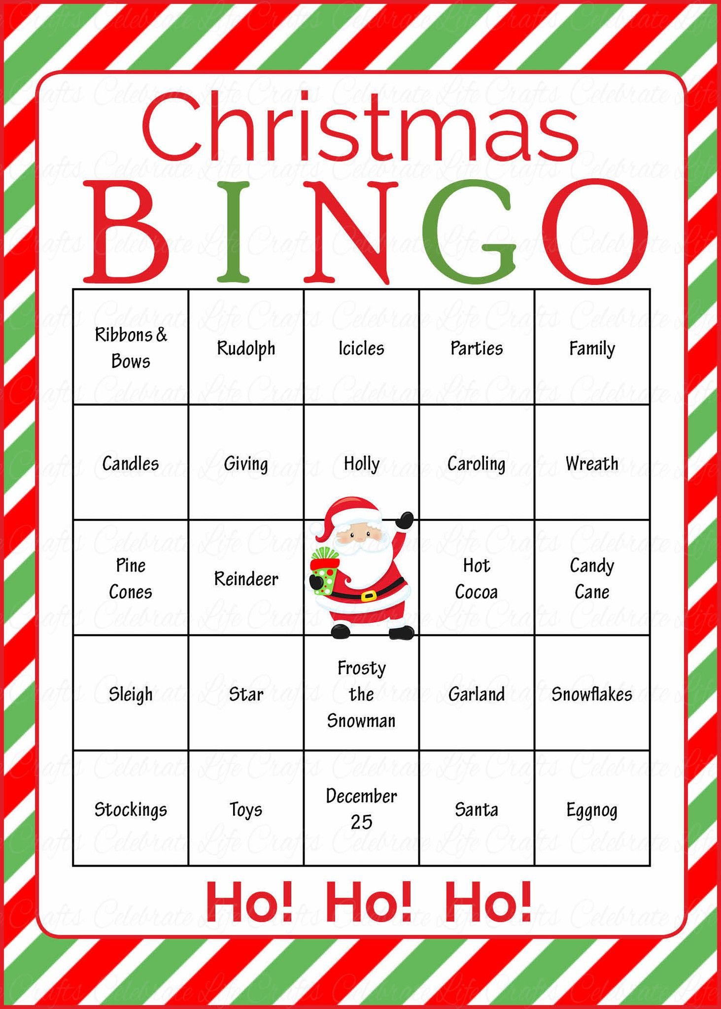 Christmas Bingo Cards Printable Download Prefilled Christmas 