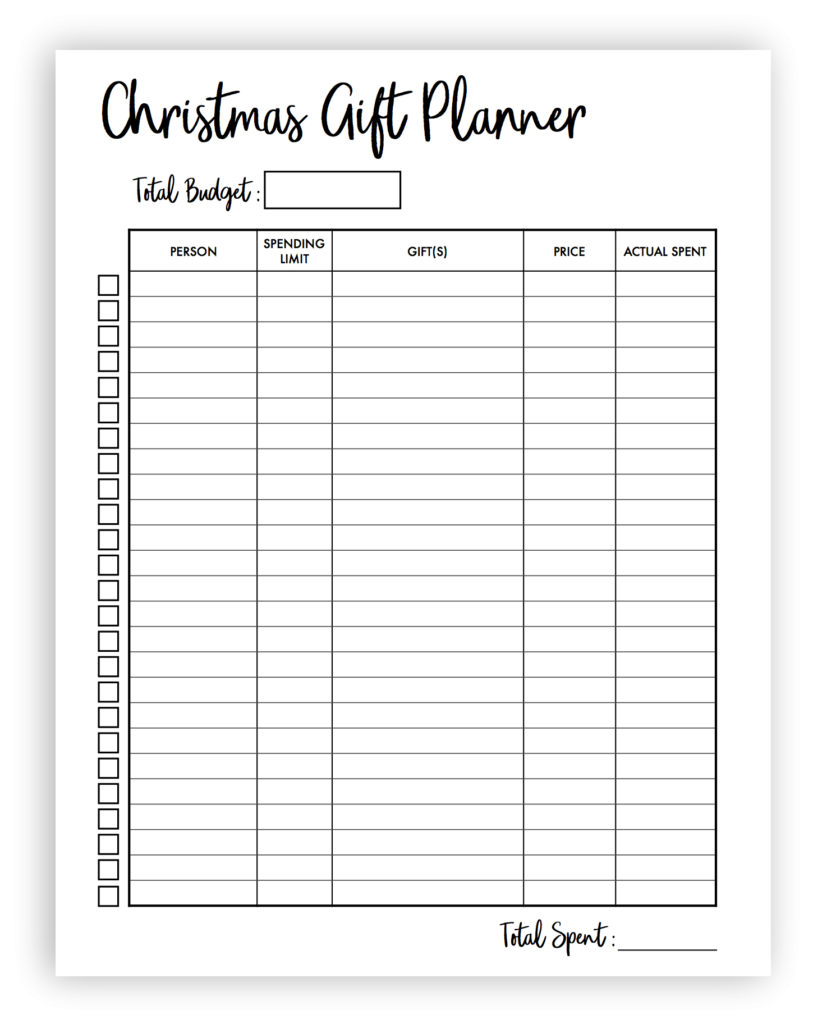 Christmas Gift Planner Free Printable Xmas Gift Planner Christmas 