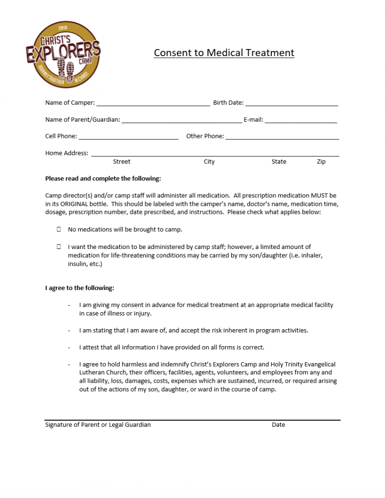 Consent Form Holy Trinity Ev Lutheran Church And School West 