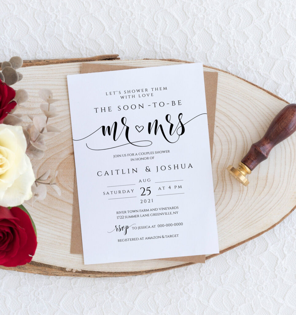 Couples Shower Invitation Template Printable Wedding Shower Invite 