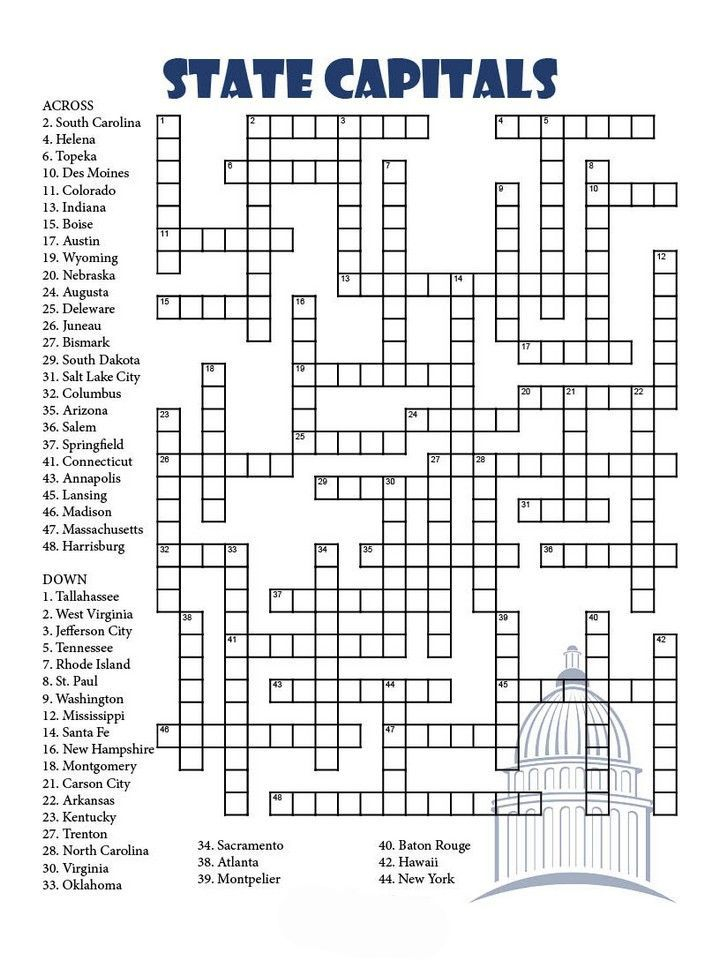 Crossword Puzzles For Adults Best Coloring Pages For Kids Printable
