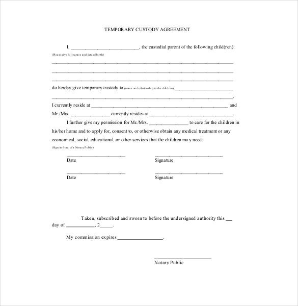 Custody Agreement Template 10 Free Word PDF Document Download 