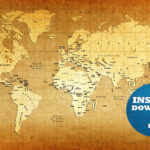 Digital Modern Vintage Map Printable Download Vintage Style World Map