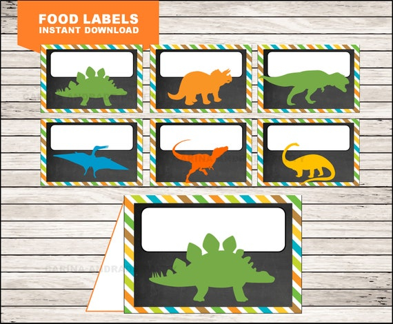 Dinosaur Food Labels Printable T rex Food Tent Cards Etsy