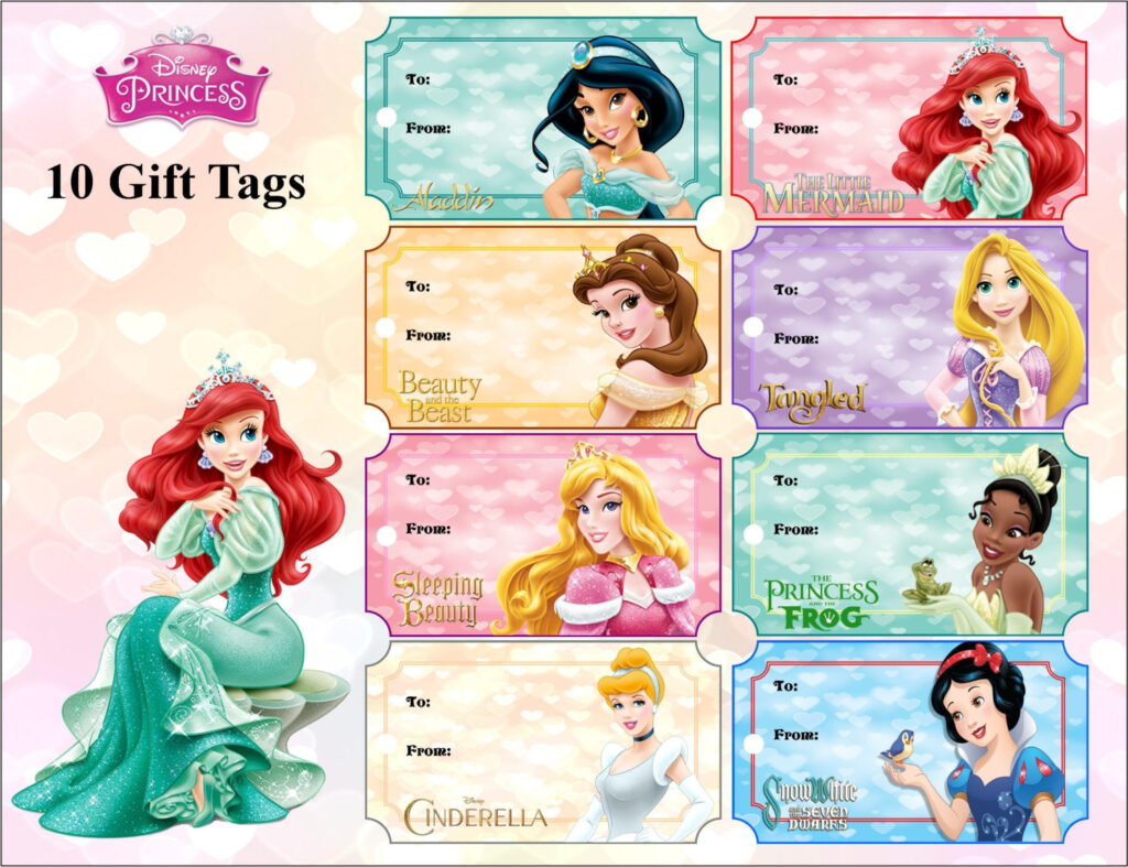 Disney Princess Gift Tags Disney Printables Princess Etsy