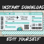 DIY Printable Editable Boarding Pass Surprise Fake Airline Etsy
