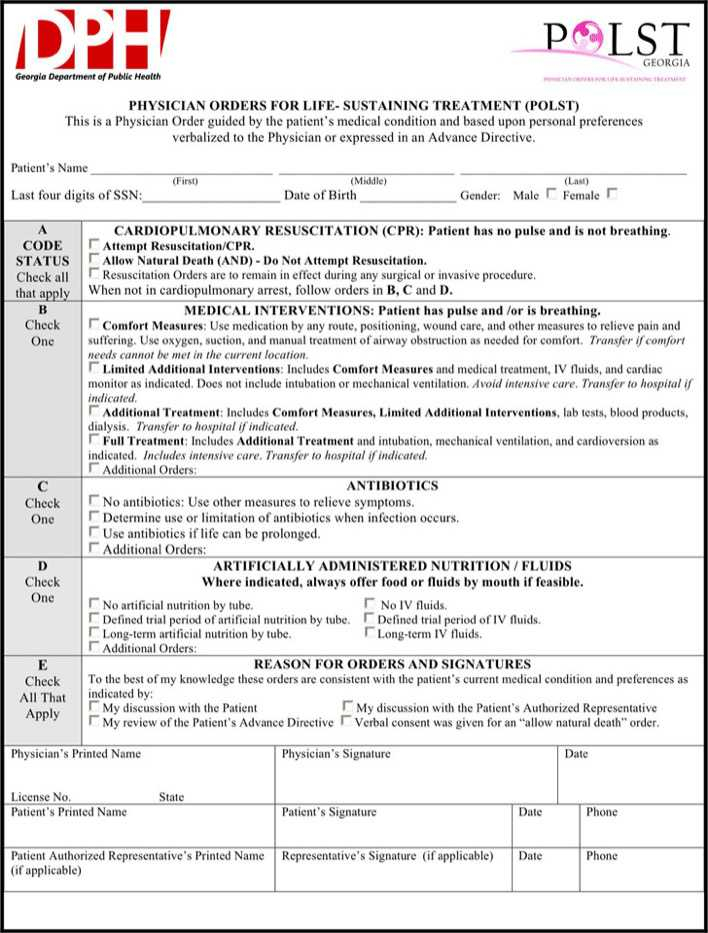 Download Georgia POLST Form For Free TidyTemplates