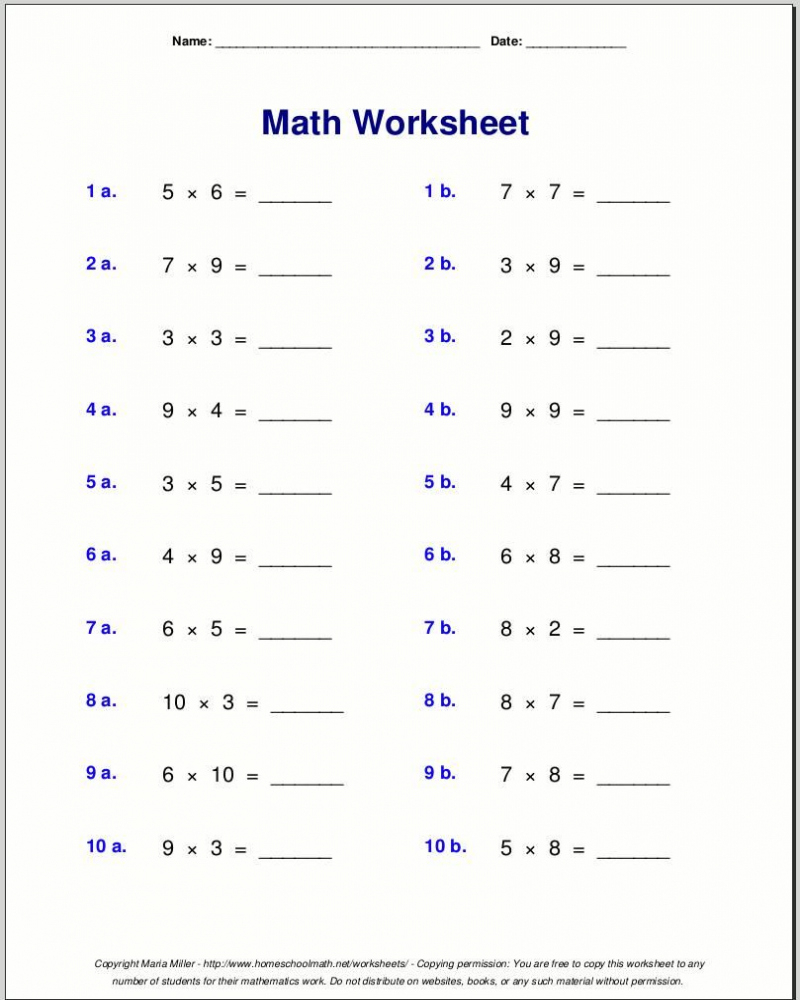 Download Printable 4Th Grade Multiplication Worksheets Collection 