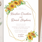 Download Printable Geometric Sunflower Wedding Invitation PDF
