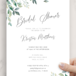 Download Printable Green Leaves Bridal Shower Invitation PDF
