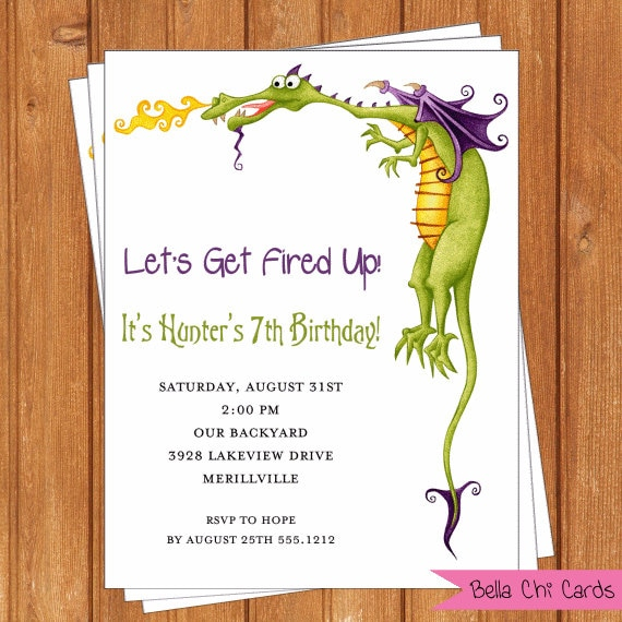 Dragon Invitation Kids Birthday Printable Editable Digital PDF File 