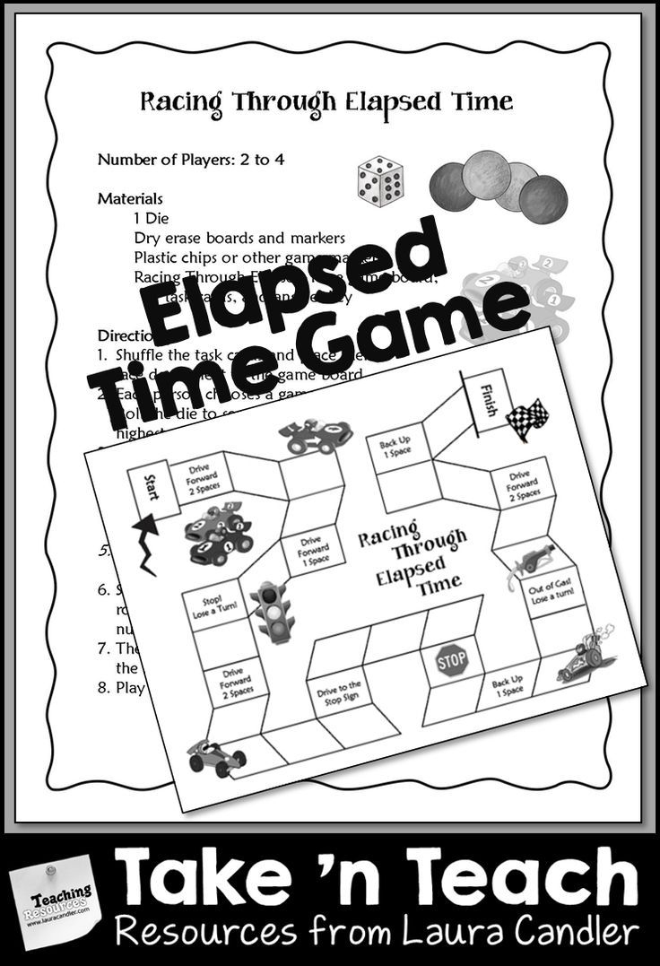 Elapsed Time Game Elapsed Time Elapsed Time Game Word Problems Task