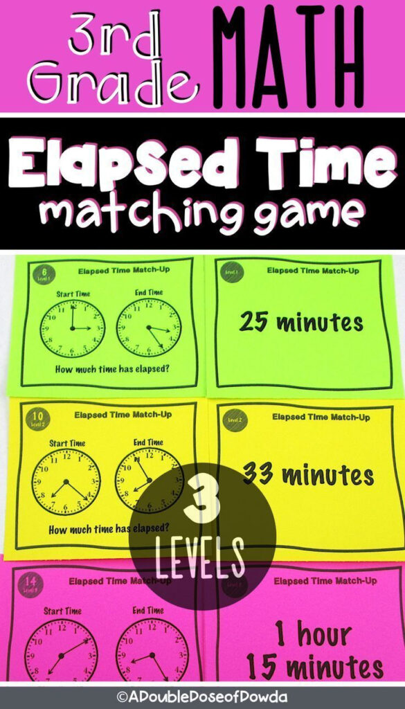 Elapsed Time Matching Activity Game Elementary Math Elementary Math 