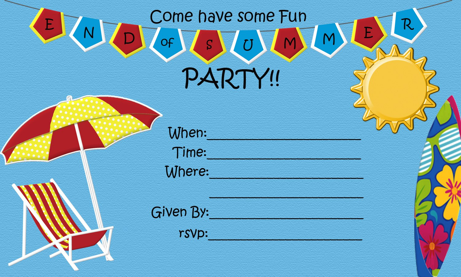 End Of Summer Party FREE Printable Five Little Chefs