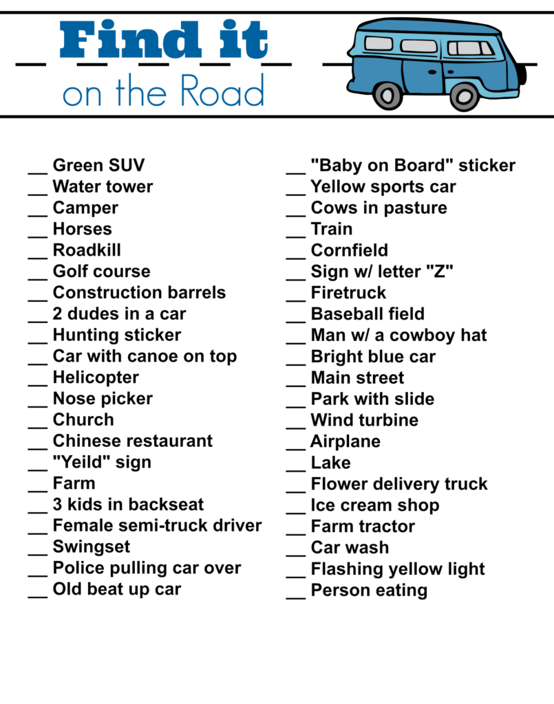 Find It On The Road Printable Road Trip Game Printable Road Trip 