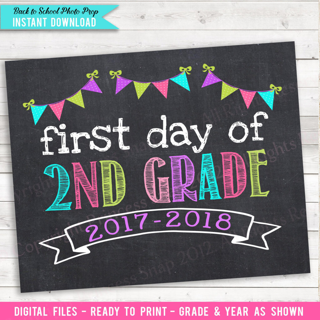 First Day Of 2nd Grade 2017 2018 Photo Prop Printable Pink