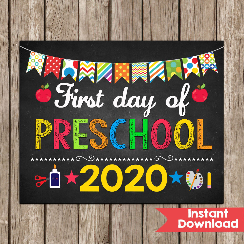 First Day Of Preschool Sign 8x10 INSTANT DOWNLOAD Photo Prop Etsy In 