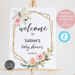 Floral Baby Shower Welcome Sign Editable Template Bridal Shower