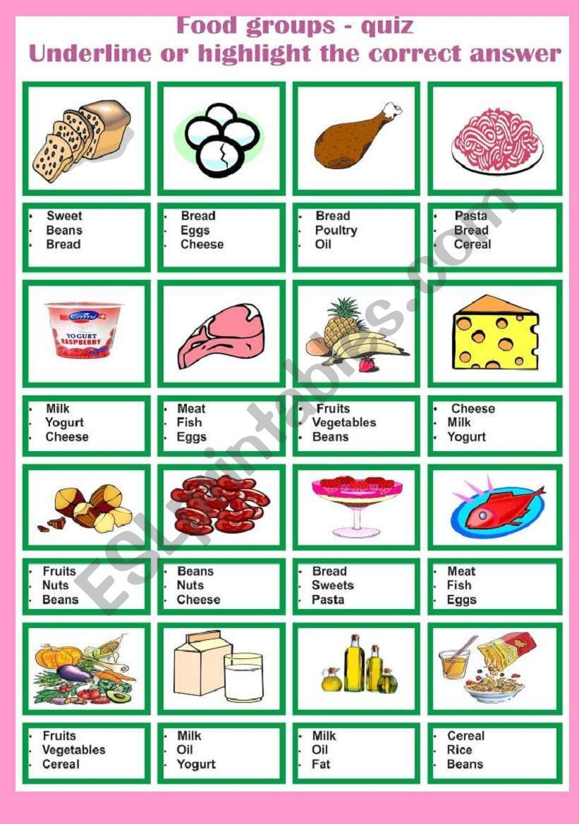 Food Groups Quiz Worksheet Group Meals Food Groups Worksheet Food 