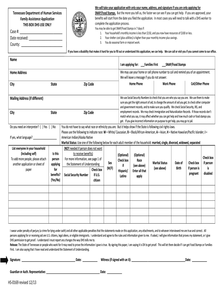 Food Stamp Application Online Tenn Fill Out And Sign Printable PDF 