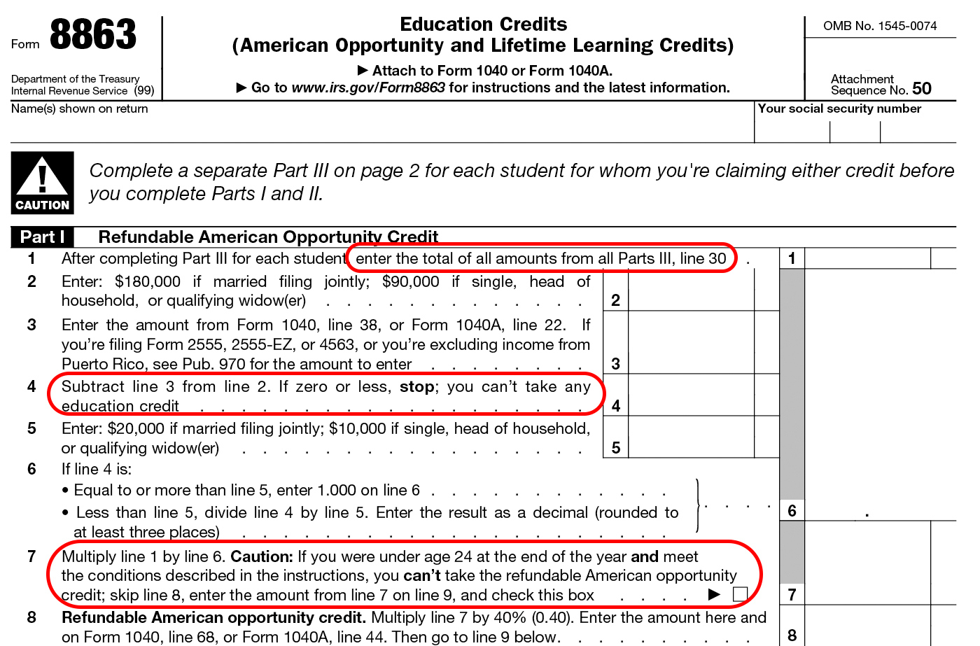 Form 8863 Instructions Information On The Education 1040 Form Printable