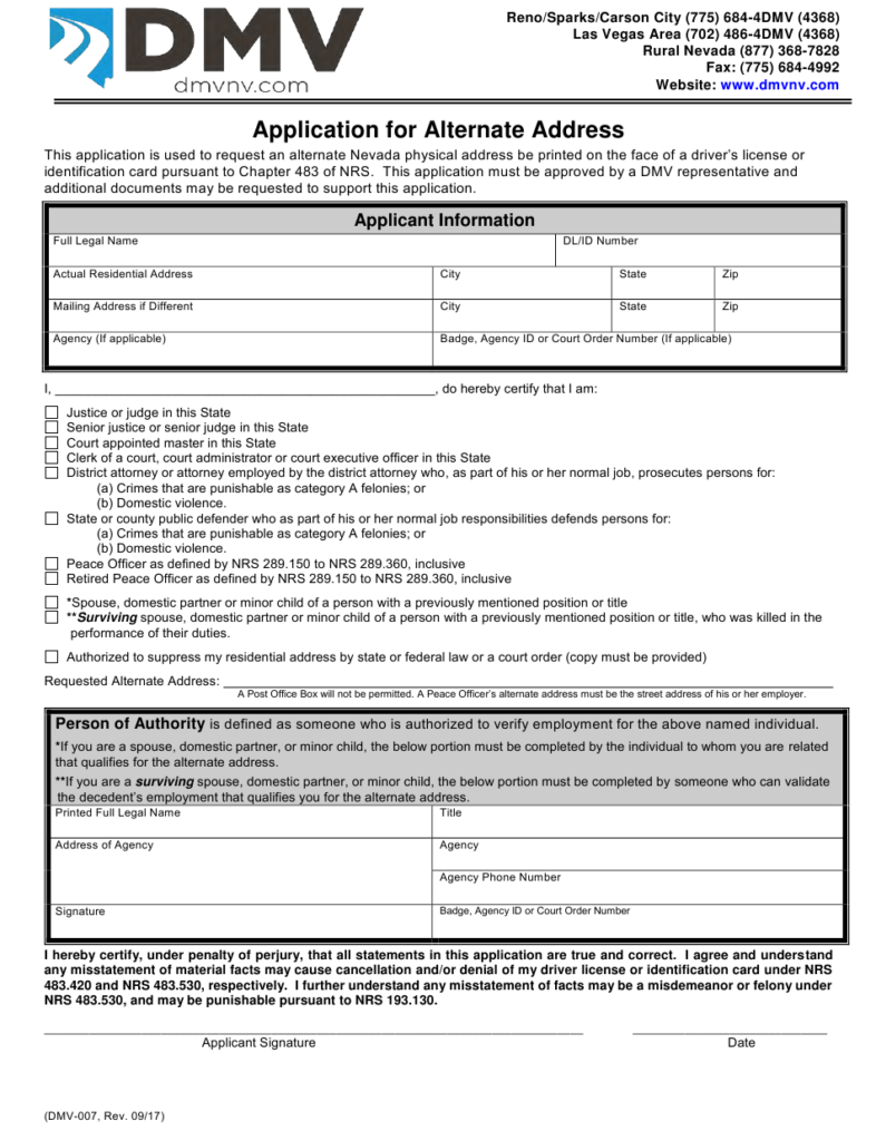 Form DMV 007 Download Fillable PDF Or Fill Online Application For 