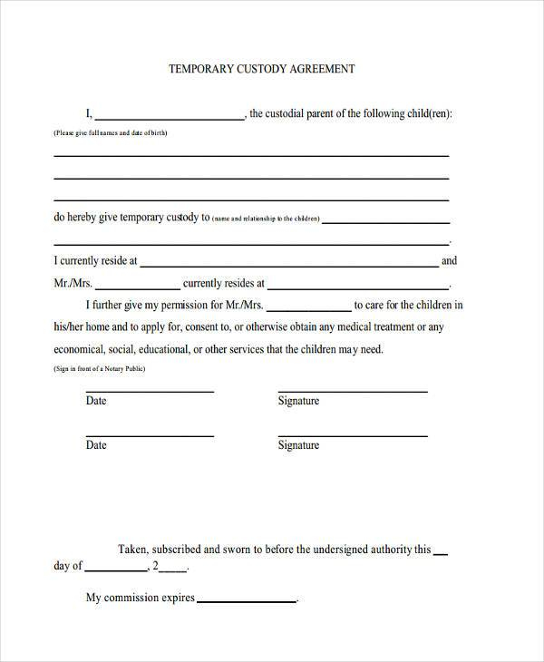 FREE 8 Sample Custody Agreement Forms In PDF MS Word