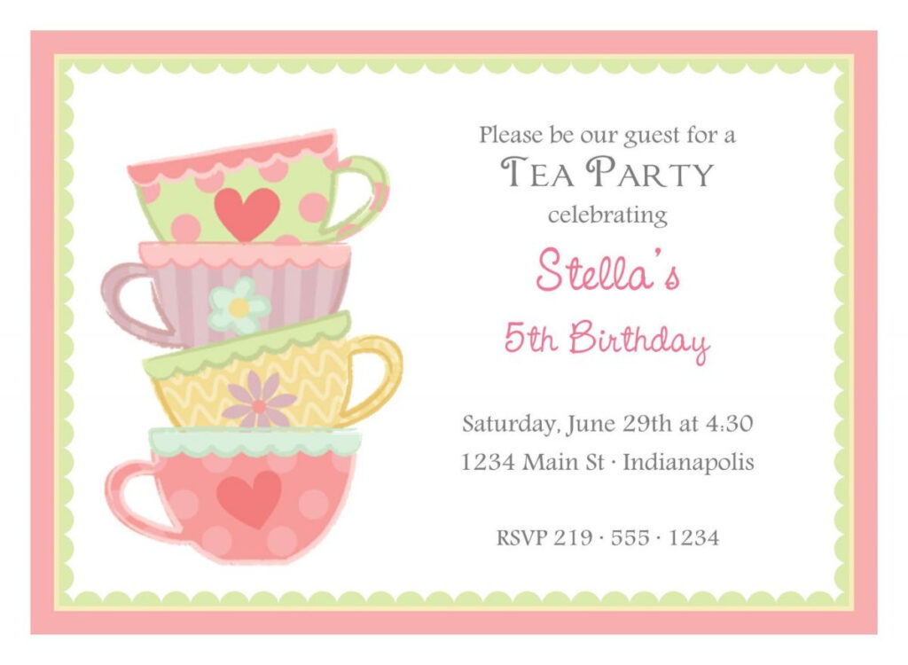Free Afternoon Tea Party Invitation Template Tea Party Invitations 