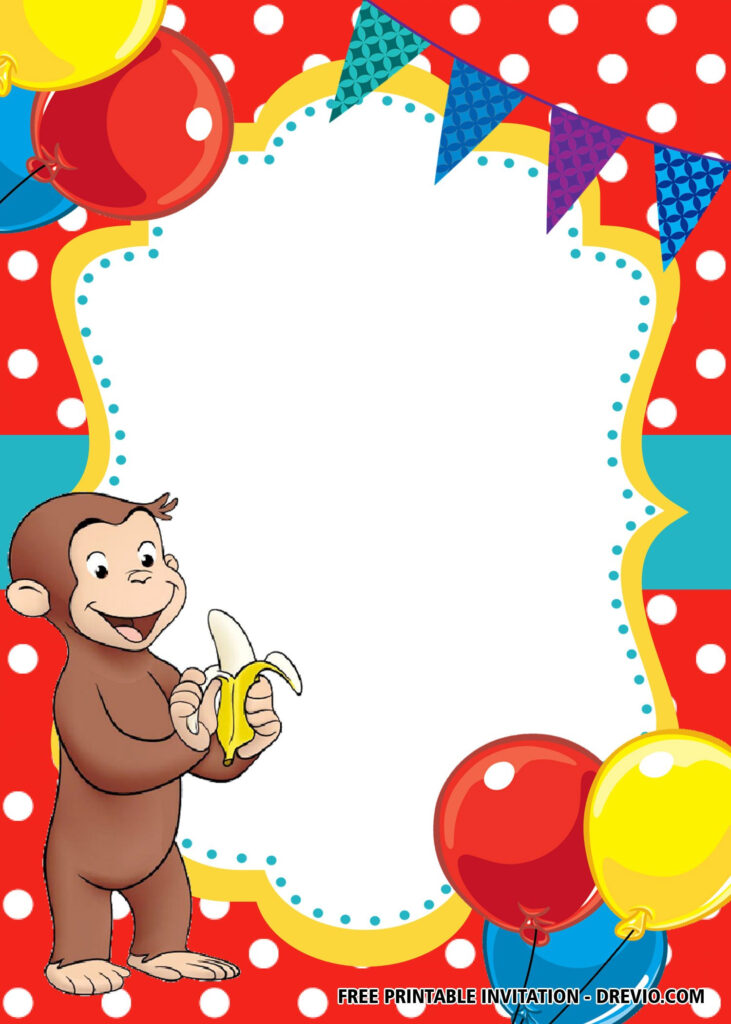 FREE Blank Curious George Invitation Templates FREE Printable 