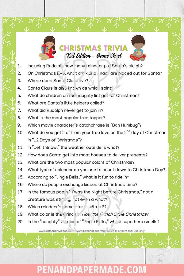 Free Christmas Trivia Game Printable Easy Version For Kids And 