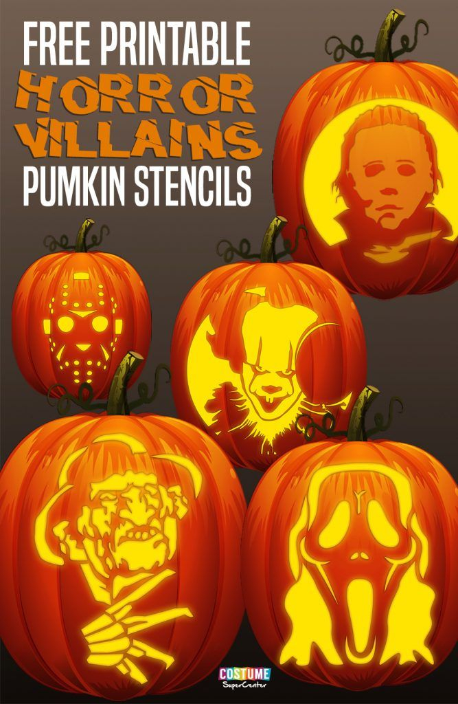 FREE Classic Horror Villains Pumpkin Stencils Halloween Pumpkin 