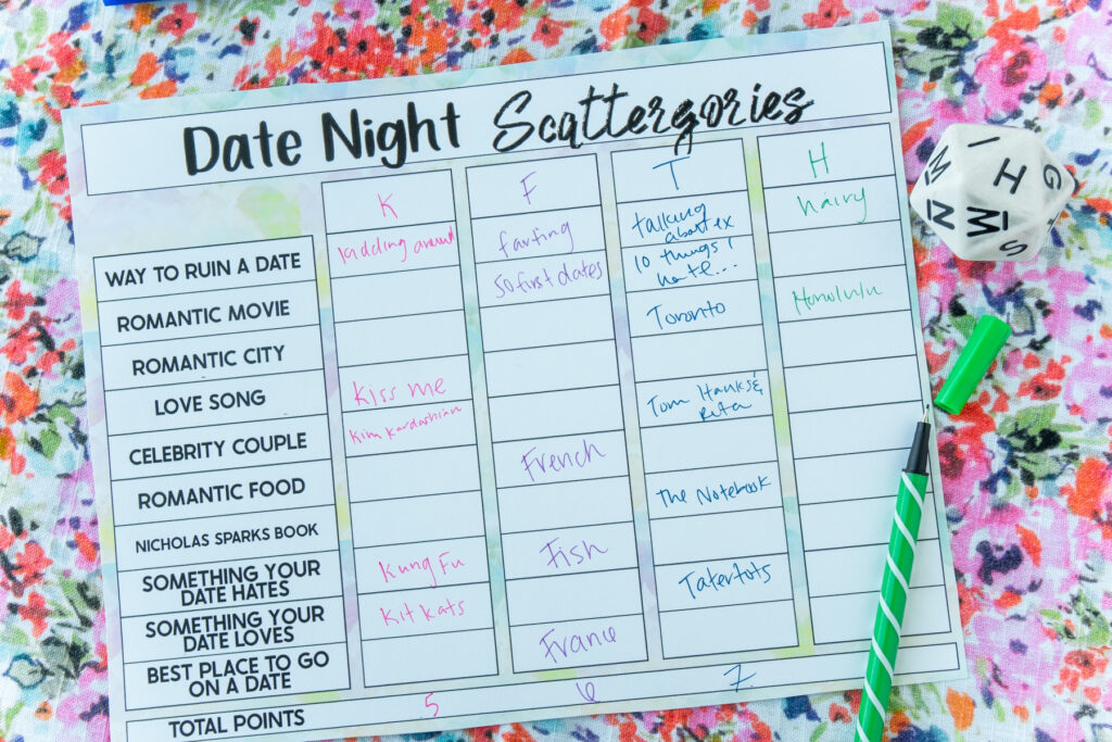 Free Date Night Scattergories Printable Play Party Plan