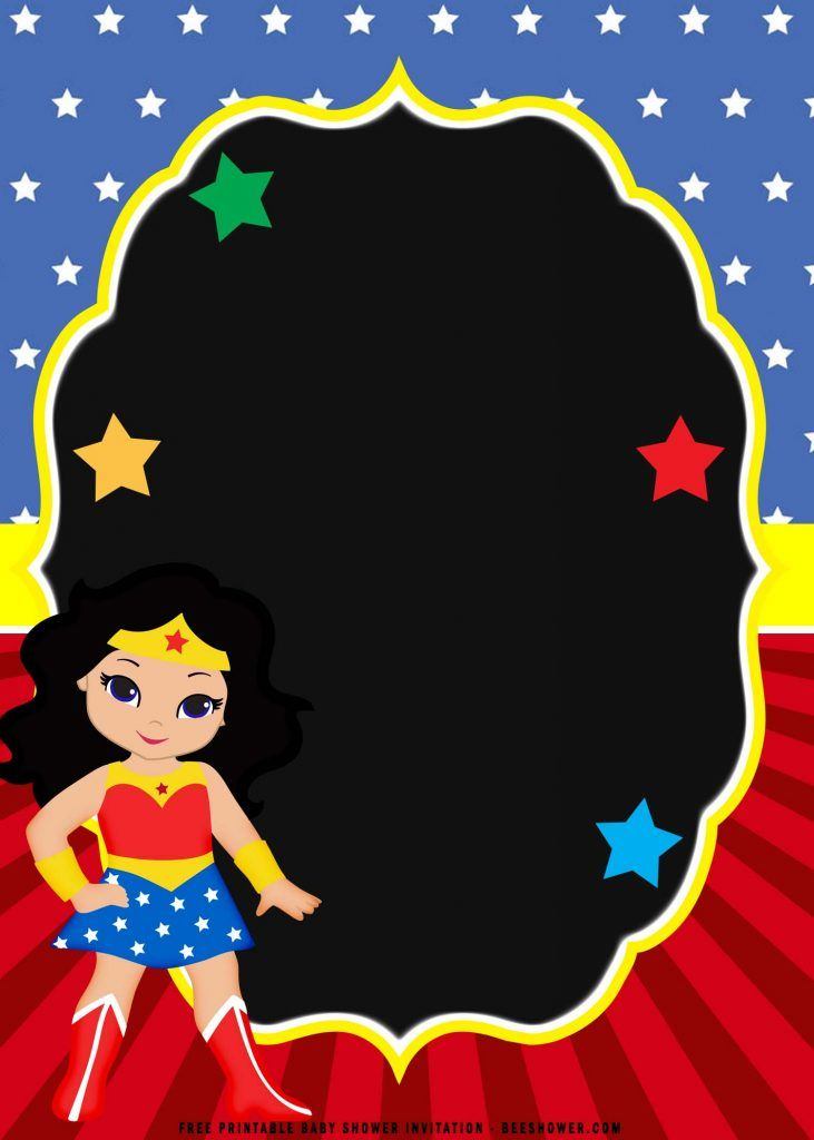  FREE Printable Chibi Wonder Woman Birthday Invitation Templates 