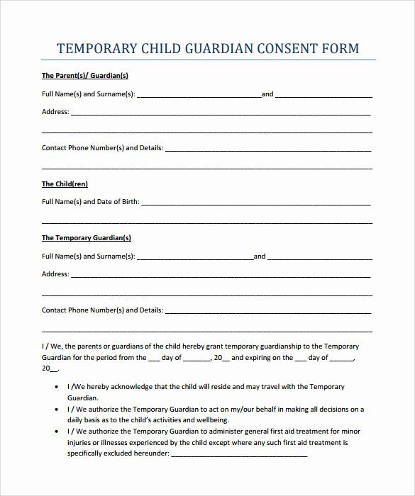 Free Printable Child Guardianship Forms Elegant Sample Temporary 