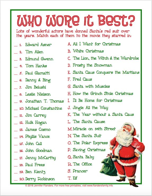 Free Printable Christmas Game Who Wore It Best Christmas Trivia 