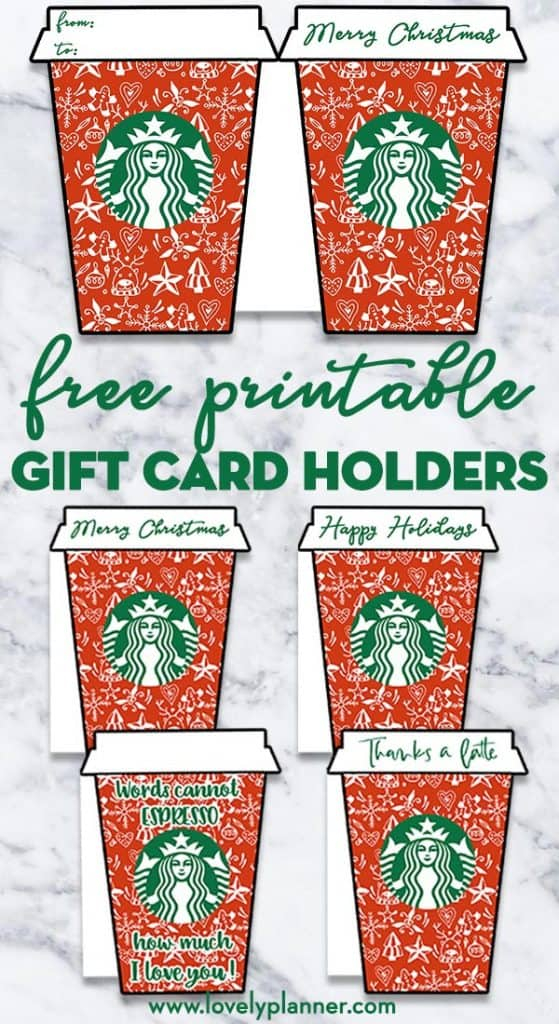 Free Printable Christmas Starbucks Gift Card Holder Lovely Planner